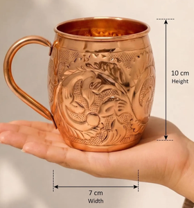 Mug Moscow Mule en cuivre de 16 oz avec poignée, motif coq gravé, tasse à bière en métal martelé, artisanat artisanal en cuivre pur pour la maison - Product Image 2