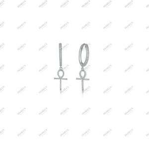 Boucles d'oreilles solitaires en or blanc avec diamant, bijoux de luxe pour femmes, plaqué rhodium, pour mariage, anniversaire, fête, meilleur prix - Product Image 4