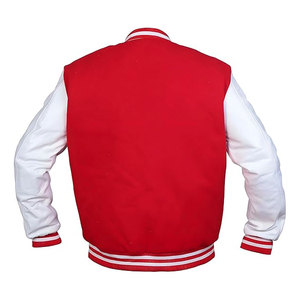 Blousons universitaires d'hiver pour hommes, style Letterman, Baseball, College, Bomber, avec col montant, corps en laine de qualité supérieure et manches en cuir véritable, classiques - Product Image 4