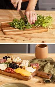 Planche à charcuterie et à fromage rectangulaire en bois massif faite à la main, épaisseur 1,3 cm, passe au lave-vaisselle, facile à nettoyer, non toxique - Product Image 3