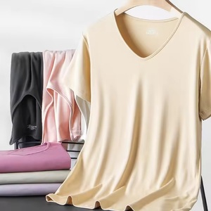 Camiseta Premium de Bambú para Mujer, Corte Ajustado, Transpirable, Cuello Redondo, Manga Corta, Personalizable, Informal, para Verano, Secado Rápido, OEM - Product Image 3