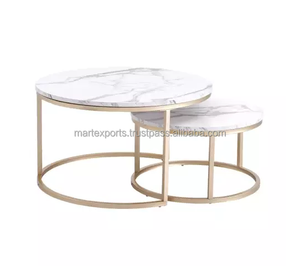 Mesa de centro moderna de lujo de calidad superior con metal y mármol, color blanco y dorado, diseño increíble para la sala de estar del hogar - Product Image 3