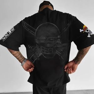 Camiseta Negra Oversize Herat para Hombre, Estilo Urbano, Manga Corta, Diseño con Letras Estampadas en la Espalda, Cuello Redondo, Algodón Jersey - Product Image 3