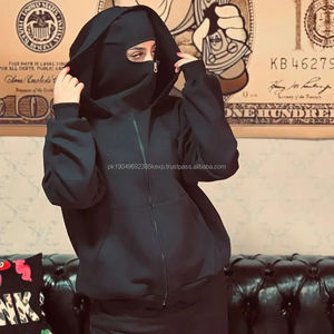 OEM – Cagoule à fermeture éclair unisexe avec masque facial intégré en polaire épaisse, logo personnalisé, pull d'hiver pour hommes et femmes, style streetwear - Product Image 5