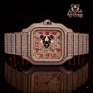 Montres à quartz de luxe pour hommes, serties de diamants, qualité supérieure VVS 1, collection tendance, entièrement serties de diamants, en vente - Product Image 3