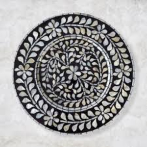 Mother Of Pearl Charger <b>Plate</b> With Floral Shell Inlay Handmade Wood Base <b>Decorative</b> <b>Plate</b> For Wedding Decor Hotel Tableware - Product Image 3