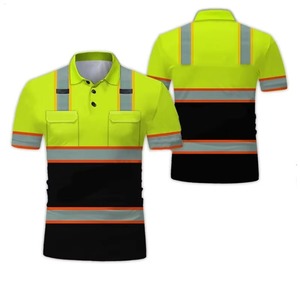 เสื้อแขนสั้นสะท้อนแสงสำหรับผู้ชาย แถบสะท้อนแสง สีตัดกัน เสื้อผ้าทำงานเพื่อความปลอดภัย  รับสั่งทำสีและโลโก้ - Product Image 6