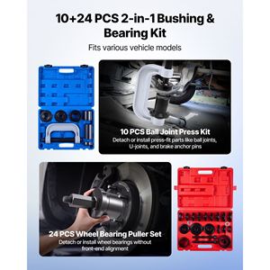 2-in-1 Ball Joint Press Wheel Bearing Puller Kit 10+24pcs with Race Seal <b>Driver</b> <b>Set</b> 13 Bushings Tool for Vehicle Maintenance - Product Image 2