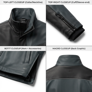 Wholesale Premium <b>Techwear</b> Leather <b>Jacket</b> Mens 0.9mm Laminated Lambskin Diagonal Color Block Waterproof Windproof Breathable - Product Image 4
