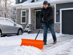 Pala para Nieve con Ruedas, Mango Ajustable, Pala Metálica Manual para Quitar Nieve de Aceras, Color Naranja ODGWTO001 - Product Image 1