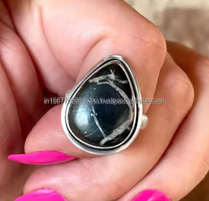 Anillo de piedras preciosas de Plata de Ley 925 de alta calidad, anillo apilable de declaración septaria hecho a mano para compromiso, regalo de boda, joyería - Product Image 6