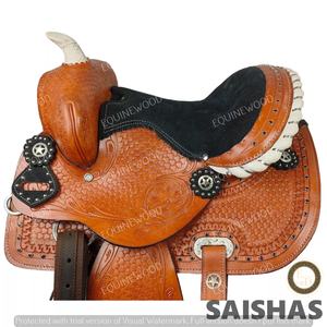 Premium Western DD en cuir véritable de haute qualité personnalisable fabriqué à la main baril course spectacle cheval Performance selle légère - Product Image 2