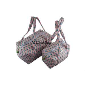 Bolsa de Viaje Acolchada de Algodón Orgánico Hecha a Mano con Dos Asas, Estilo Vintage, Cierre de Cremallera, para la Playa o Compras - Product Image 6