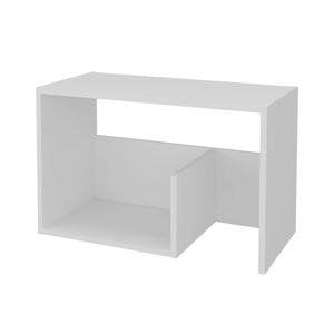 Tavolino Laterale Bianco in Melamina con Vano Portaoggetti Aperto, Tavoli Console - Product Image 3