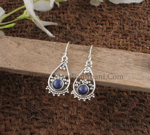 Boucles d'oreilles pendantes en Lapis Lazuli naturel, argent sterling 925, pierres bleues royales, véritables pierres précieuses, pour femmes, vente en gros - Product Image 4