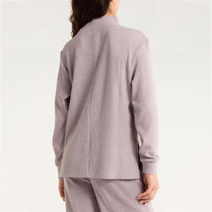 New Custom Front Letter Print Winter Women Reversible <b>Mock</b> <b>Neck</b> Oversized Long Sleeve Eco-Friendly Breathable Fleece Pullover - Product Image 2