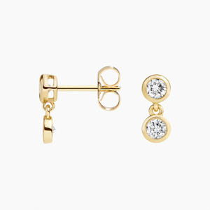 Women's Yellow Gold Diamond <b>Stud</b> <b>Earrings</b> Round Brilliant Cut G Color lab grown Diamonds Classic Everyday Wear - Product Image 2