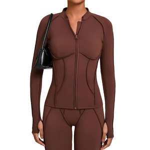 Women's Stand Collar Yoga <b>Jacket</b> Full Zip <b>Workout</b> <b>Jacket</b> No Build in Padded Thumbholes Quickly Dry Slim Fit - Product Image 4