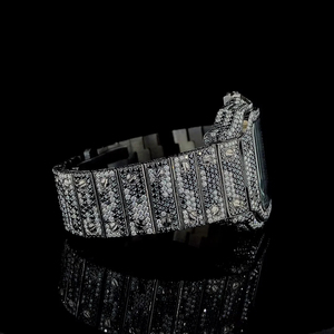 Montre unisexe de qualité supérieure en moissanite VVS, acier inoxydable, or blanc, cadran à chiffres romains avec mouvement automatique - Product Image 3