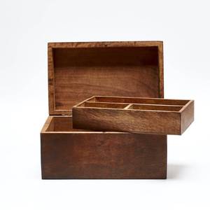 Boîte à bijoux rectangulaire en bois HASAN CRAFT avec design moderne sculpté de luxe, écologique, pour le rangement dans la chambre - Product Image 4