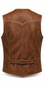 Chalecos de Cuero Estilo Western y Herencia para Hombre |   Borgoña Marrón Coñac Beige |   Fabricante OEM ODM |   Diseño de Calidad Premium | - Product Image 2