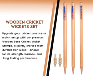 Paquete de 3 wickets de críquet con 2 bails - Wickets de críquet portátiles de color natural de madera por NAQQASH SPORTS - Product Image 6
