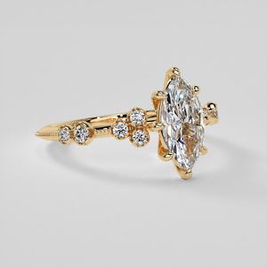 Bague solitaire en diamant de laboratoire taille brillant rond D-VS1, petite bague en diamant de laboratoire taille marquise et taille brillant rond pour fille - Product Image 3
