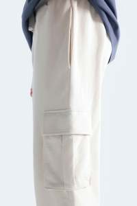 Men's <b>White</b> Cotton <b>Cargo</b> Sweatpants Elastic Waist Relaxed Fit Casual Summer Wear - Product Image 5