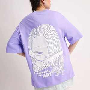 Camiseta de Algodón Sólido Tejida a Crochet, Ecológica, Transpirable, de Corte Regular para Mujer, Manga Corta Informal - Product Image 4