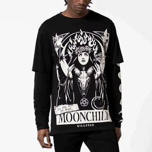 Custom Double Layer <b>Men's</b> High Quality Solid Eco-Friendly 100% Cotton Heavyweight Long Sleeve Breathable Quick Dry Loose T-<b>shirt</b> - Product Image 1