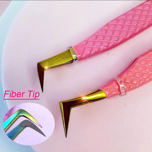 Fiber Tip Tweezers Stainless Steel Precision <b>Toothed</b> Eyelash Extension <b>Tools</b> - Product Image 2