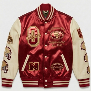 Chaqueta Bomber Varsity para Hombre, Estilo Universitario Vintage, Chaqueta Urbana, Impermeable, Resistente al Viento, Ecológica, Nuevo Diseño - Product Image 4