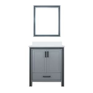 Mobile da Bagno Grigio Scuro 30 Pollici L X 22 Pollici D con piano in quarzo bianco e altezza 28 pollici. Mobili da Bagno con Specchio - Product Image 1