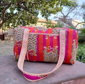 Jaipur Cotton Quilted Weekender Travel Duffle <b>Bag</b>-Large Capacity Durable & Lightweight - Product Image 3