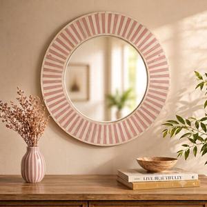 Miroir mural décoratif de salle de bain et de maison, élégant, avec cadre en bois incrusté de os, fait main, design bohème, écologique et de qualité supérieure - Product Image 5