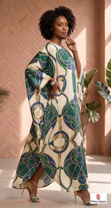 Vestido Kaftán Largo de Rayón con Estampado Personalizado para Mujer, Estilo Bohemio, para Vacaciones de Verano en la Playa, con Lazos para Atar - Product Image 5