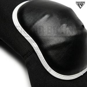 Protège-coudes et genoux réglables en cuir véritable haute performance pour la vente en gros, couleur noire unie, protection robuste pour Muay Thai MMA - Product Image 6