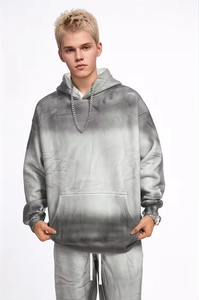 Sweat-shirts pour hommes de haute qualité en polyester/coton, effet délavé à l'acide, 380 g/m²/550 g/m², molleton épais, surdimensionnés, logo imprimé personnalisé, hiver - Product Image 6