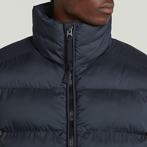 OEM Custom <b>Men's</b> Black Spring Solid Woolen Puffer Vest <b>Warm</b> Zipper Pocket V-neck Hooded Sleeveless Padded <b>Jacket</b> - Product Image 5