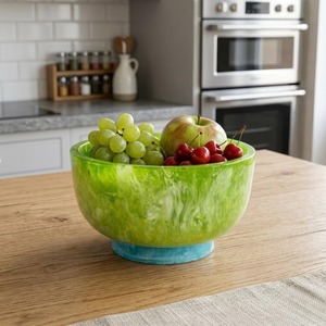 Resin Serving Bowl Polished <b>Metal</b> Base Customized Color Classic Style Home Hotels Restaurants Wedding Parties Carton <b>Packaged</b> - Product Image 3