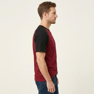 Custom Logo Wholesale T <b>Shirt</b> Raglan Sleeve Casual <b>Patchwork</b> Crew Neck T-<b>shirt</b> White Cotton Blank Color Block T <b>Shirt</b> for Men - Product Image 4