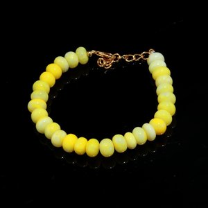 Peruvian Yellow Opal Smooth Rondelle <b>Beads</b> <b>Bracelet</b> 8 To 9mm Opal Beaded <b>Bracelet</b> Natural Opal Stone Jewelry For Women Best Rate - Product Image 4