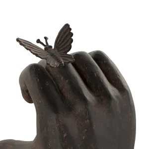 Hand Sculpted Bronze Bookends With Butterfly Design 7.55 In H 5.25 In W Set Of 2 Contemporary <b>Figurative</b> Decor - Product Image 2