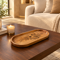 Plateau de service floral élégant en bois naturel fait main |   Plateau décoratif multifonctionnel en forme de fleur pour mariage, thé, café et collations