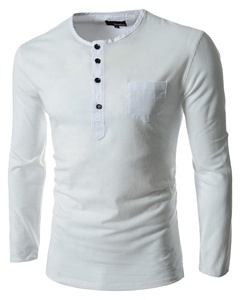 Lo último en blanco de punto de algodón 100% con cuello redondo personalizado para camiseta de manga larga con acabado lavado estilo informal de diseño sólido - Product Image 1