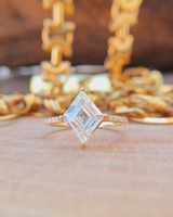 Bague de fiançailles classique en diamant taille émeraude pour femme, bijoux en or jaune