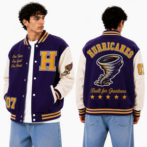 Chaquetas Letterman de Algodón, Chaqueta Bomber Varsity de Mezcla de Algodón con Parches Personalizados para Equipos Escolares, Ropa Exterior de Marca Privada, Ropa Urbana - Product Image 2