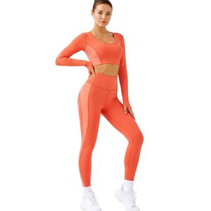 Conjuntos de Yoga para Mujer con Paneles en Contraste Azul Océano, de Alta Calidad, Nailon y Spandex, Transpirables, Flexibles y Duraderos, OEM - Product Image 3