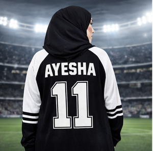 Vestido Deportivo Maxi de Lana a Cuadros Personalizado con Nombre y Número, Estilo Abaya Atlética para Entrenamiento - Product Image 5