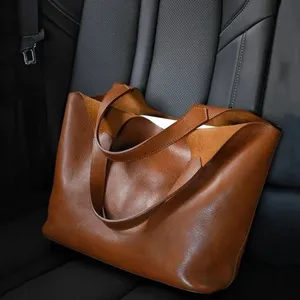Brown Soft Leather Large Capacity Tote Bag Women's New Luxury Matte High-End Feeling Lady Handbag and Purse Bolsa Feminina 8 - Product Image 6